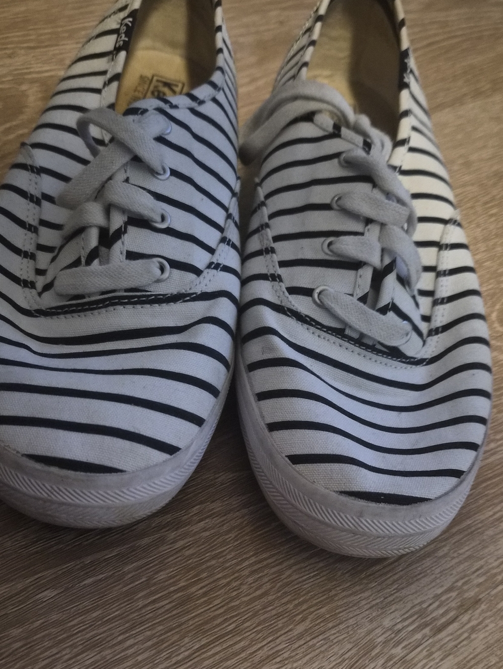 Keds Striped Canvas Sneakers - Black & White